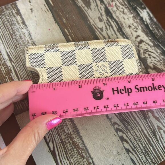 VTG Authentic *LOUIS VUITTON* Azure Damoer’ Leather Checkerboard Card Phone Case - Picture 7 of 8